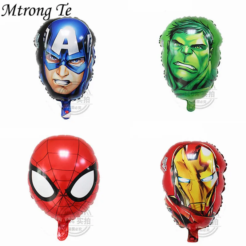 

10pcs Captain America Hulk SpiderMan Iron Man Head Foil Balloons 18inch The Avengers Hero balloons birthday party Decor toys