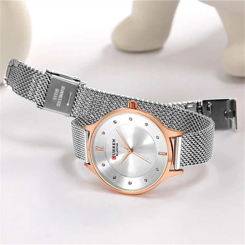 Модные сетчатые женские часы CURREN женская одежда наручные часы со стальным ремешком женские блестящие стразы циферблат часы Relogio Feminino