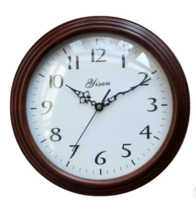 Оригинальные европейские качественные модные настенные часы, креативные настенные часы для гостиной, спальни из коричневого дерева, круглые экологически чистые часы