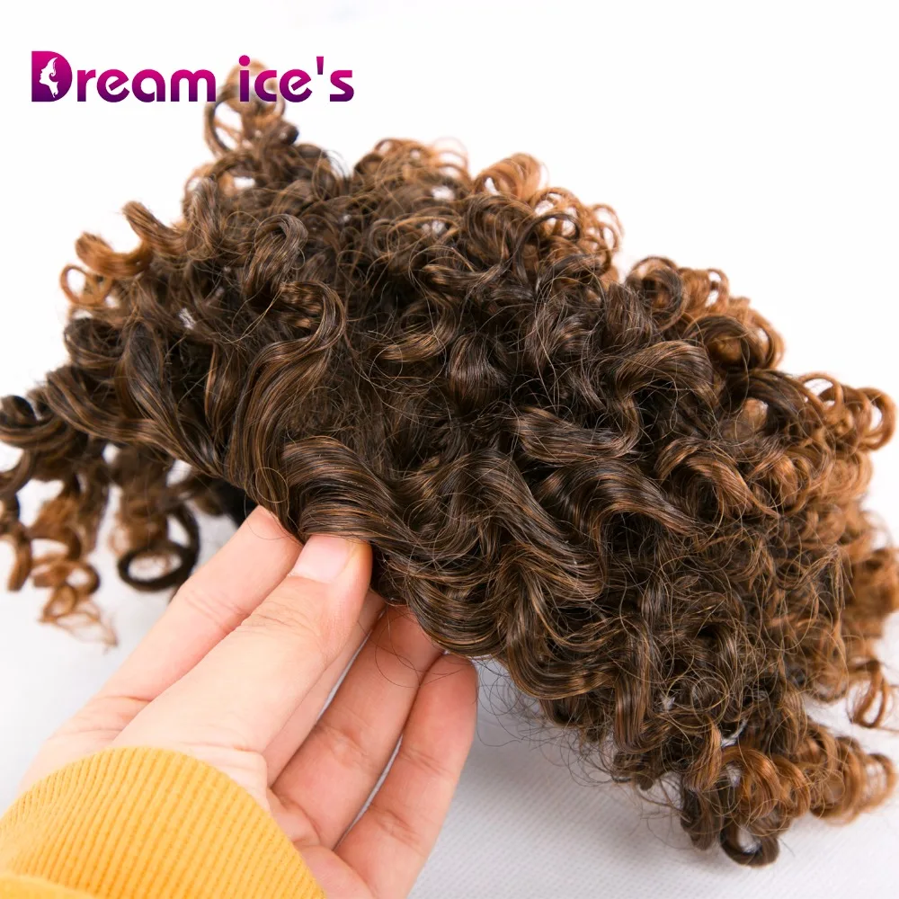 Dream ice's synthetic fake kinky curly drawstring ponytail wig hair extension high puff hair bun chignon hair piece