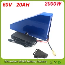 Triangle style 60V 20AH Lithium Battery ,with 1800W BMS Chargrer , RC E-bike Electric Bicycle Scooter 67.2V battery ,free bag