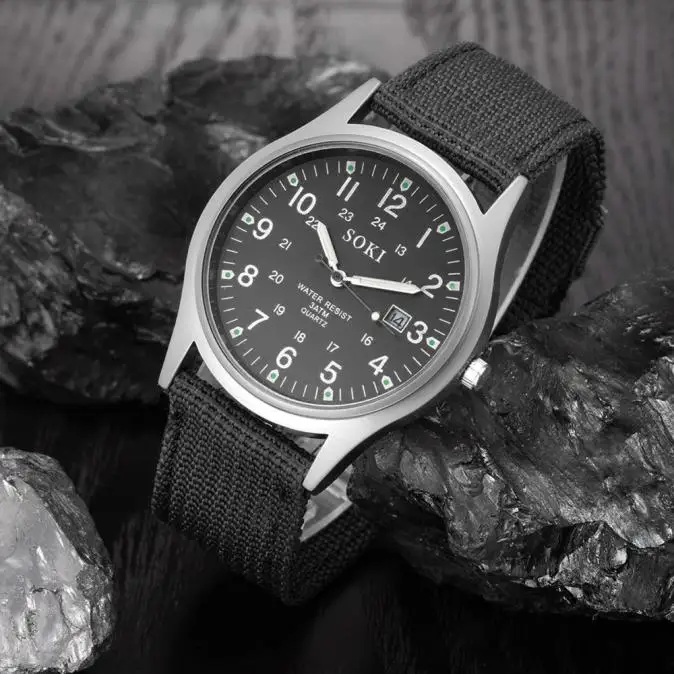 Лидирующий бренд, мужские военные кварцевые часы с датой, солдатский холщовый ремешок, аналоговые часы, спортивные часы, наручные часы, relojes hombre, хит