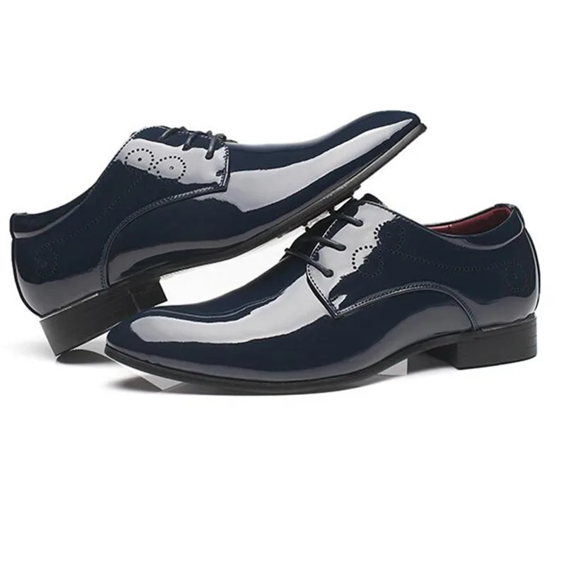 Плюс Размеры, 47, 48(Европа), Лакированная Кожа Мужская Свадебная обувь цвет: черный, синий, красный, белый; Туфли-оксфорды; дизайнерская обувь; нарядные туфли с острым носком M441