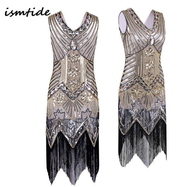 Great Gatsby Dress Sequined Vintage Dresses Women V Neck Beaded Great Gatsby Dress Sequined Vintage Dresses Women V Neck Beaded Fler Art Deco 1920s