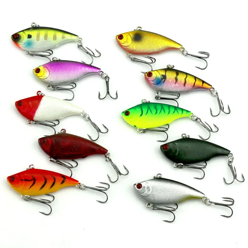 10pcs 3D Eyes Diving VIBE Fishing Lures Bait Lipless Swimbait Crankbait 10g/6cm ALS88
