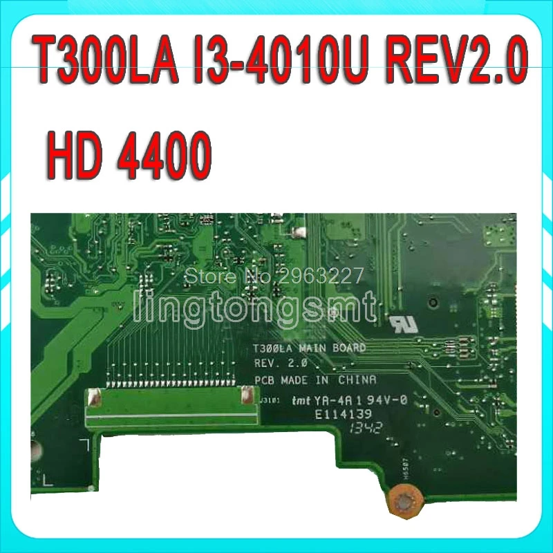 Оригинальная материнская плата для ноутбука ASUS T300LA, процессор T300LA REV2.0 i3 4010u на плате, 4 Гб памяти, HD graphics 4400, материнская плата