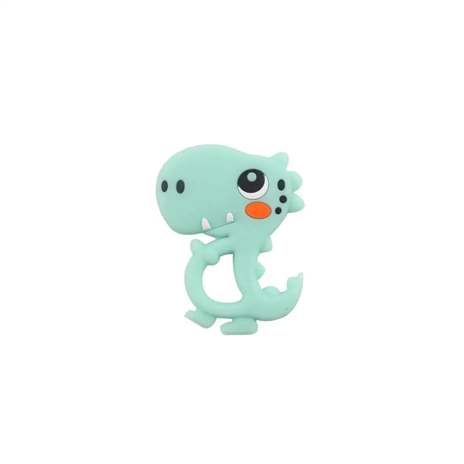 Mint Dinosaur Силиконовые Прорезыватели для зубов без бисфенола, миниатюрный стержень, сделай сам, Прорезыватель для зубов, ожерелье, подарок для ребенка, Мультяшные животные, прорезыватель, давайте сделаем 1 шт - Цвет: Mint Dinosaur