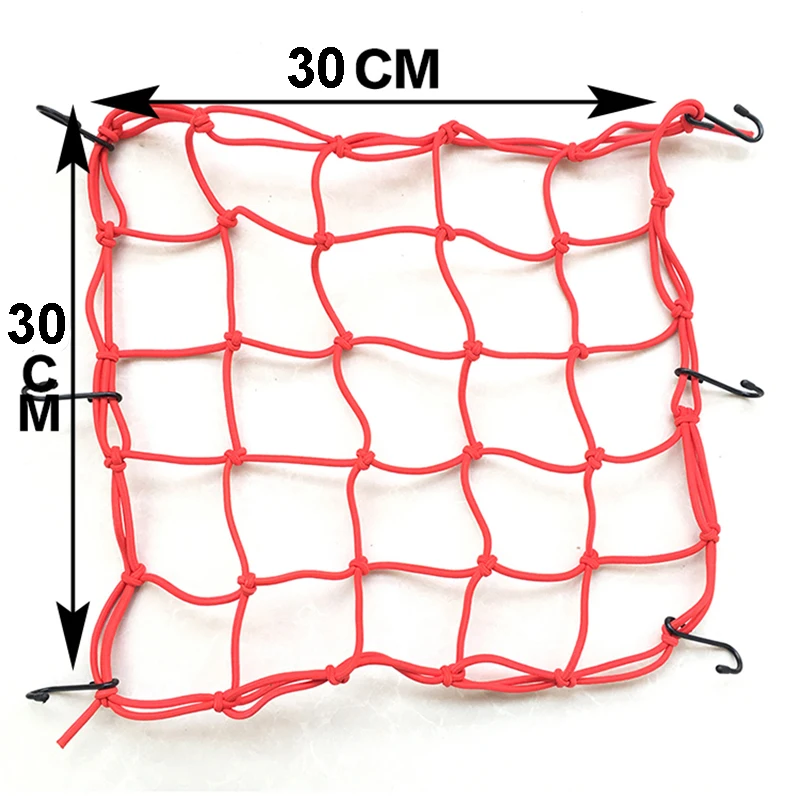 30*30cm Motorcycle Helmet Luggage Net Mesh 6 Hooks Motocross Fuel Tank Storage Carrier Bags Luggage Sundries Elastic Net