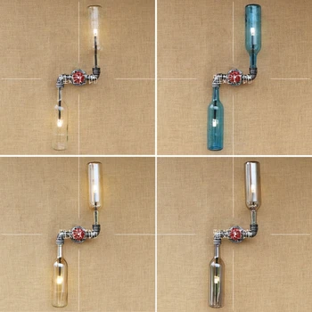 

American wall lamp retro loft balcony bar dinner room iron Edison water bottle glass bottle clothing store wall lights ZA