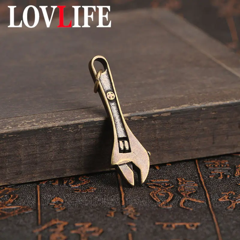 

Antique Brass Wrench Keychain Pendant Copper Metal Inner Hexagon Spanner Key Chains Rings Fashion Car Key jewelry Accessories
