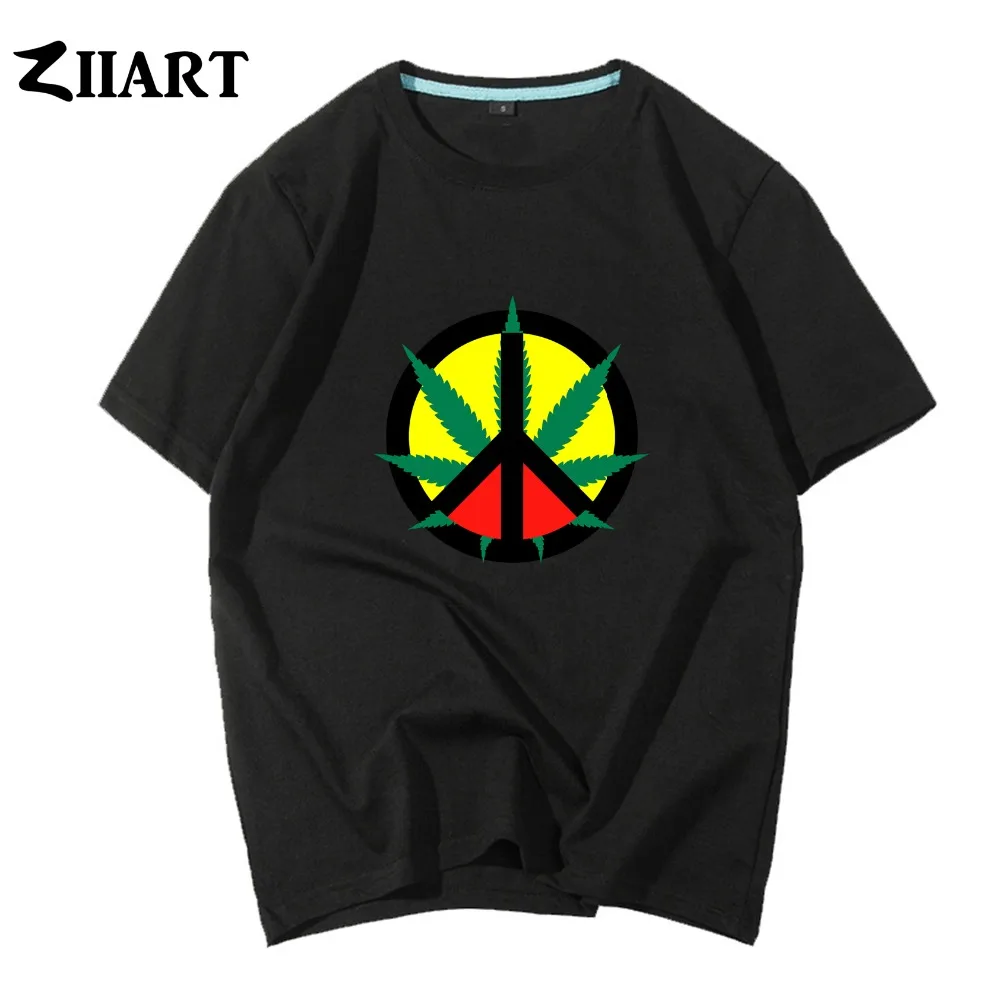 

Peace Sign reggae Regge Rasta plant leaf Jamaica red Couple Clothes Boy Man Summer Short-Sleeve T-Shirts ZIIART
