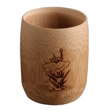 Taza de bambú Natural para beber té cerveza Vintage café jugo leche taza de madera estilo japonés desayuno cerveza leche Drinkware