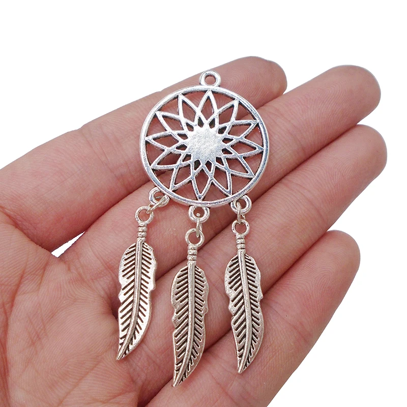 ZXZ-10pcs-Antique-Silver-Tone-Feather-Dream-Catcher-Charms-Pendants-for-Necklace-Jewelry-Making-Findings