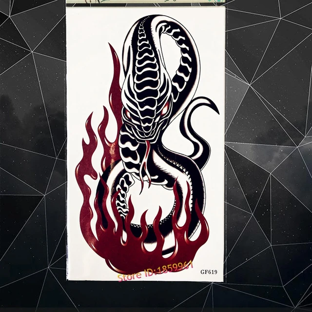 Black Fire Poisonous Snake Temporary Tattoo Men Body Art Fake Tatoo 17x10CM Large Arm Waterproof Tattoo Sticker Black Mamba Black Fire Poisonous Snake Temporary Tattoo Men Body Art Fake Tatoo 17x10CM Large Arm Waterproof Tattoo Sticker Black Mamba