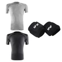 2 шт., Мужская футболка с короткими рукавами для фитнеса, футболки с 2 шт., напульсники, спортивный костюм для спортзала, для фитнеса, для мужчин, тонкая спортивная футболка для тренировок