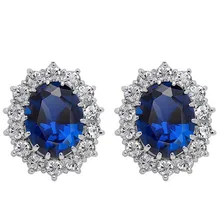 AAAA+ Настоящее яйцо Овальный Циркон Камень Королевский синий Kate queen стразы серьги-гвоздики модные ювелирные изделия для девочек Прямая поставка бренд