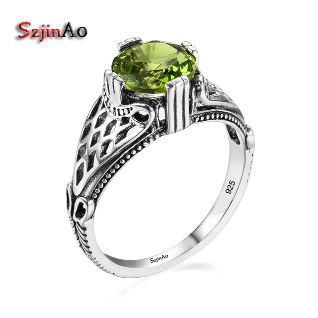 szjinao classic 925 sterling silver finger rings for women youth round peridot engagement rings wedding jewelry - Peridot Wedding Rings szjinao classic 925 sterling silver finger rings for women youth round peridot engagement rings wedding jewelry - Peridot Wedding Rings