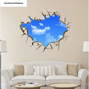 

1PC 50*70cm 3D Stereo Blue Sky And White Wall Stickers For bedroom living room decoration home decoration wall stickers