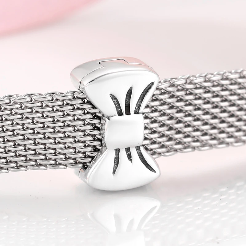 Стерлингового серебра 925 пробы бант девчачьи шармы-клипсы бусины для изготовления ювелирных изделий подходят рефлексионы браслет