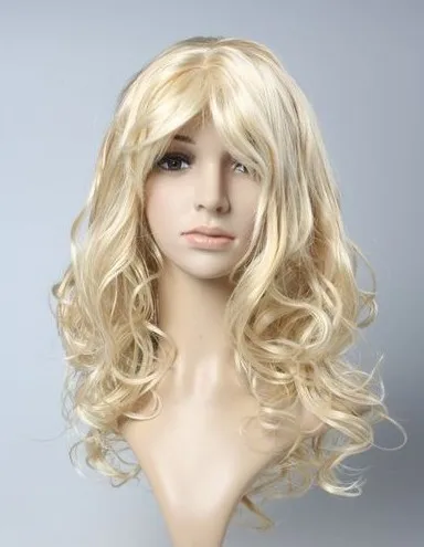 Beautiful Long Wavy Curly Blonde Lady Fashion Wig |