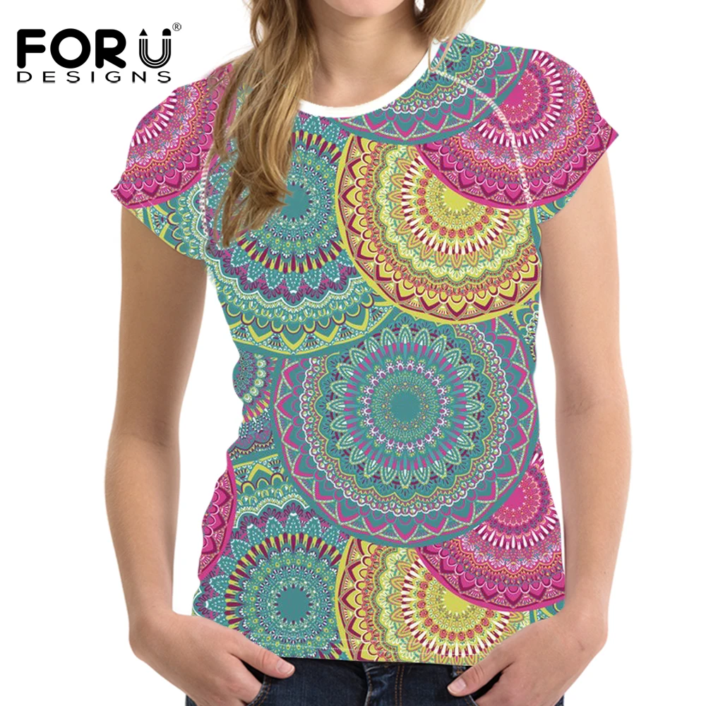 

FORUDESIGNS Vintage Floral Pattern T shirt Women Tops Girls Harajuku Feminist Tee Printing O Neck Short Sleeve Support Camisas