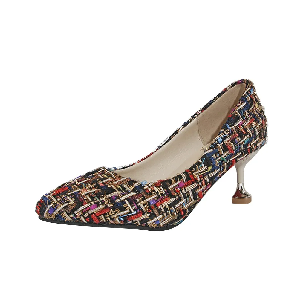 

SAGACE Women Summer Casual Fashion Color Woven High Heels Shoes Pointed Toe Sexy Lady Platform Mixed Colors High Heel hot May 16