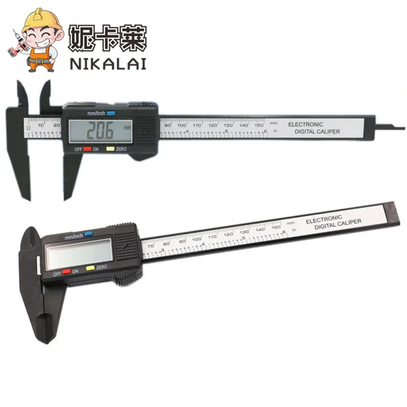 

[new] 0-150mm 6 inch LCD Digital Electronic Carbon Fiber deepth plastic Vernier Caliper Gauge Micrometer Measurement Tool