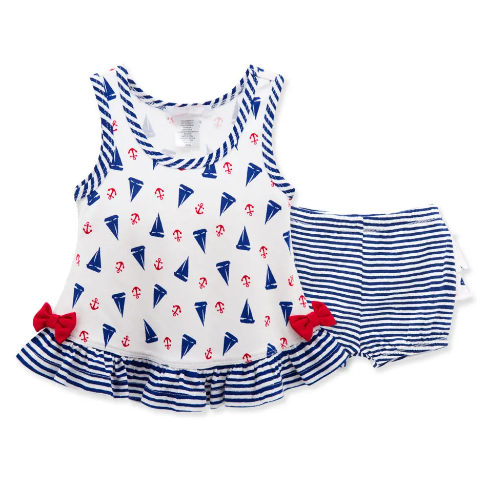 Bamboo fiber + Cotton 2pcs Tops + Shorts Baby Sets Infant Baby Girl