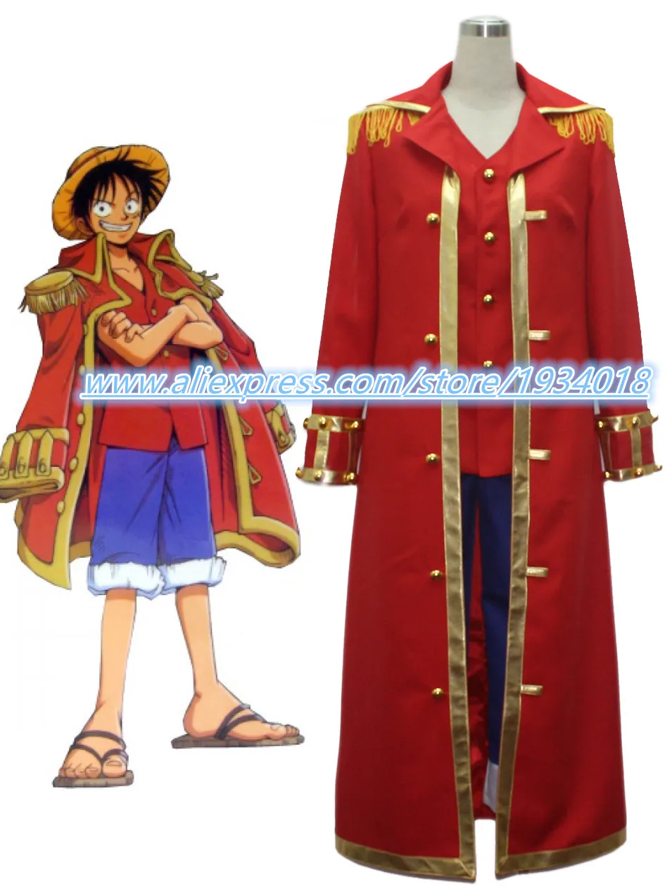 Cosplay&Ware [18]One Piece Cosplay Costumes Monkey D Luffy Full Set Uniform Suit Capetopspants -Cosplay&Ware anime Shop HTB1HWVRXRWD3KVjSZFsq6AqkpXaK.jpg