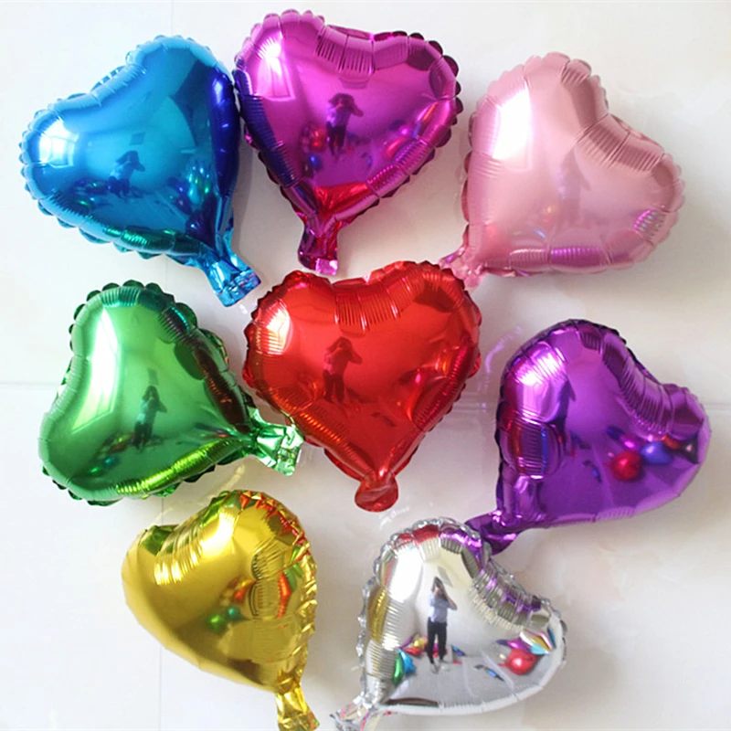 

10pcs 10 inch heart foil balloon birthday party decorations kids wedding baby shower decor supplies gold silves air love balloon