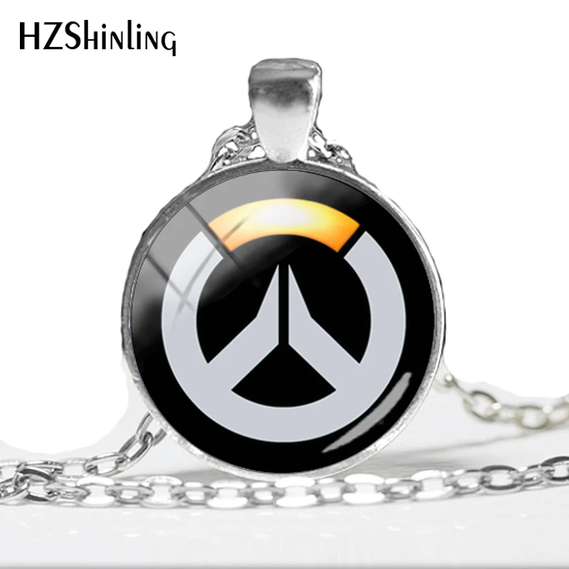 

2018 New Arrival Overwatch Logo Necklace Fashion Game Role Pendant Glass Photo Jewelry Round Cabochon Necklaces Gifts Fans HZ1