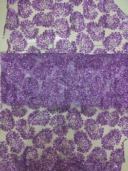 

yaking-408 beaded glued glitter sequins lace fabric Hot selling African French net tulle Lace Fabric for party