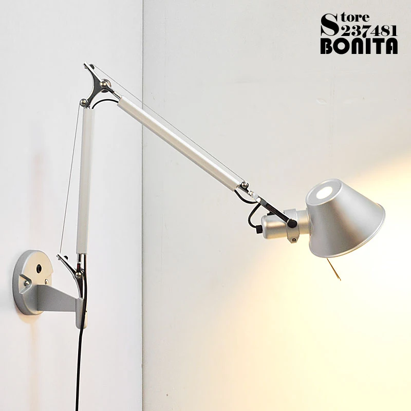  2pcs/set Scrub Black modern Foldable wall lamps long swing arm Adjustable Aluminum sconces lamps Te - 33037856289