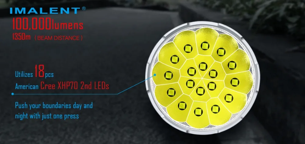 IMALENT MS18 светодиодный фонарик+ R90TS головной комплект CREE XHP35 HI/CREE XHP70.2 100000 лм вспышка света Интеллектуальная Зарядка для поиска