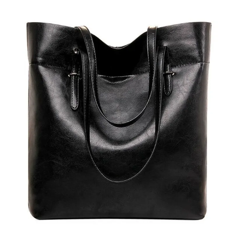 2017 Women Shopping Bag Zipper PU Leather Ladies Shoulder Bag Simple Fashion Bags Female Solid Color Women Shoulder Shopping Bag