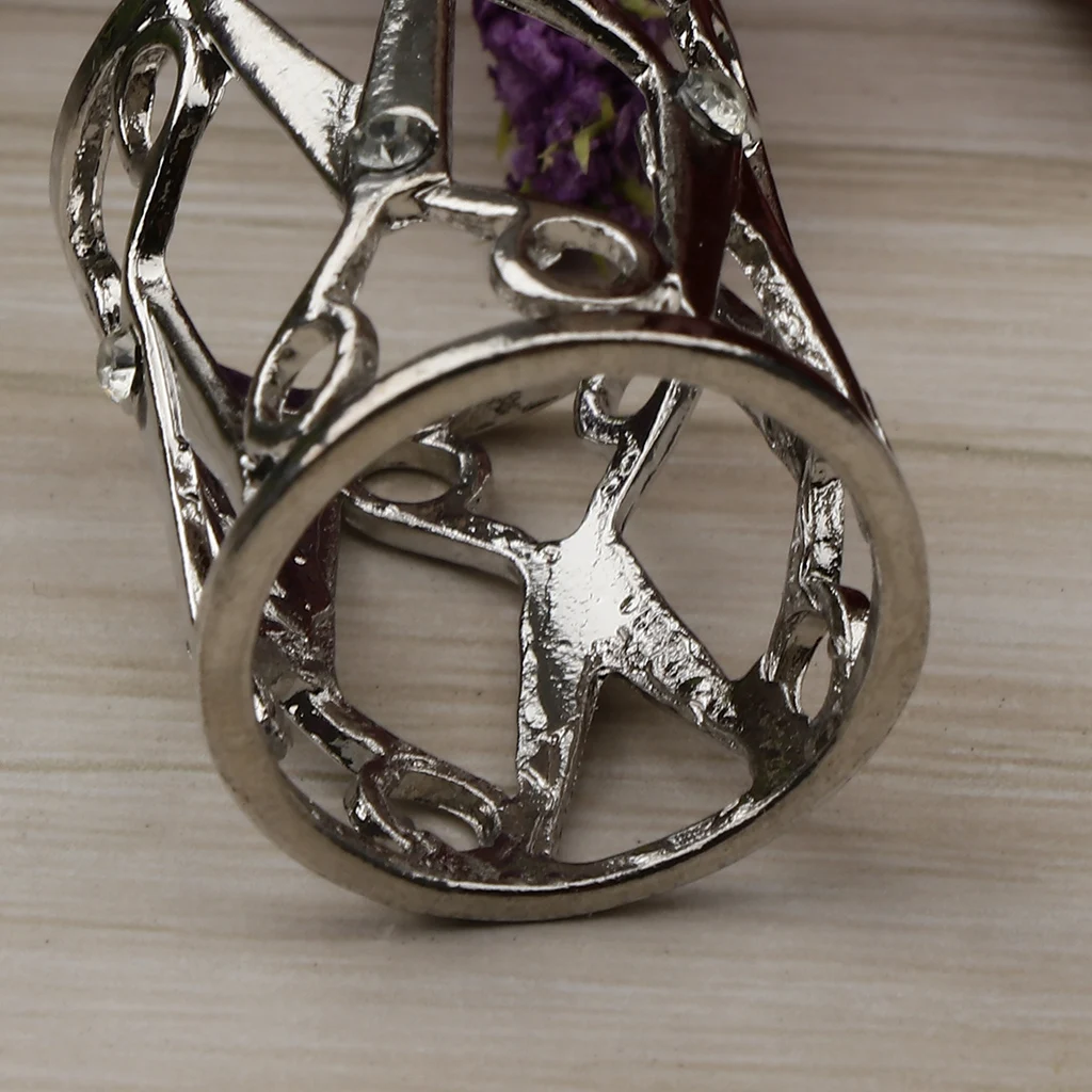 MagiDeal Clear Crystal Rhinestone Scarf Ring Clip Scissor Shape Hollow Out Tube Ring Buckle