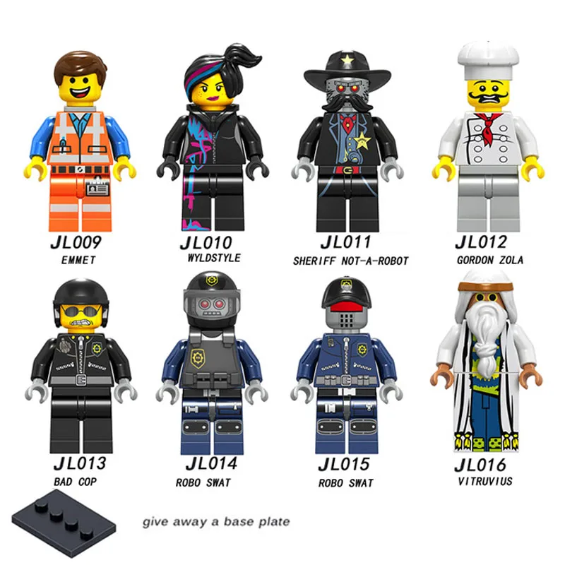 

50pcs Building Blocks Movie BadCop Emmet Wyldstyle RoboSwat Vitruvius Robot Gordon zala sheriff Figure for kids children toys