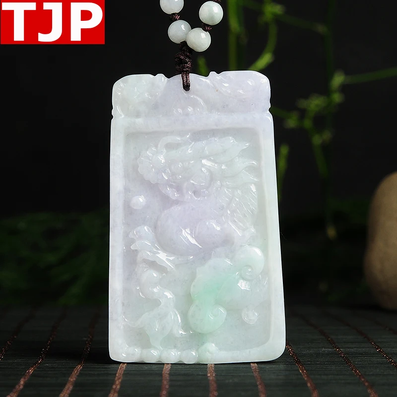 

TJP Emerald Dragon Pendant Fine jewelry Jade fine jewelry Natural stone necklace Size 67*40*6 mm Jade Pendant WH7123
