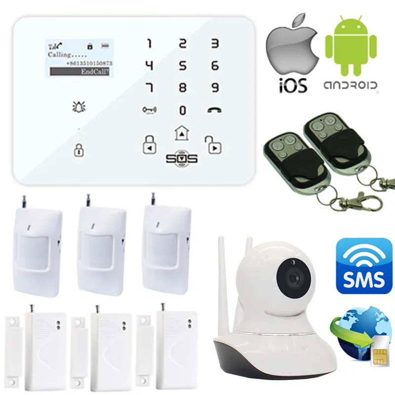 /IOS APP Support GSM Alarm System +3G/GSM Camera SMS Wifi IP Camera ...