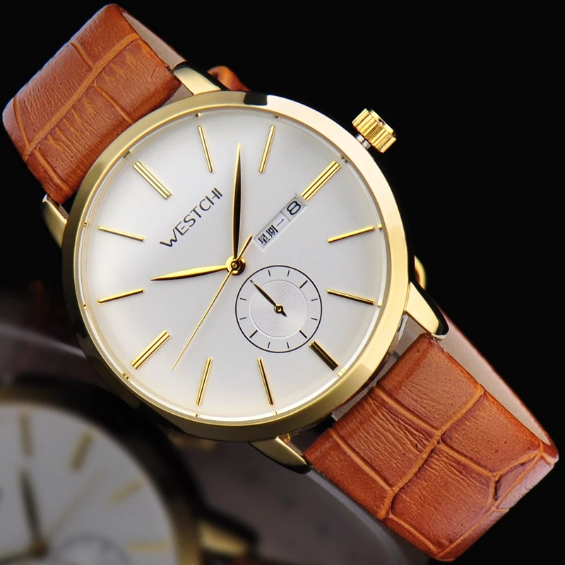 2016 Top brand men wristwatch waterproof sports watches men genuine leather strap luxury casual sport quartz