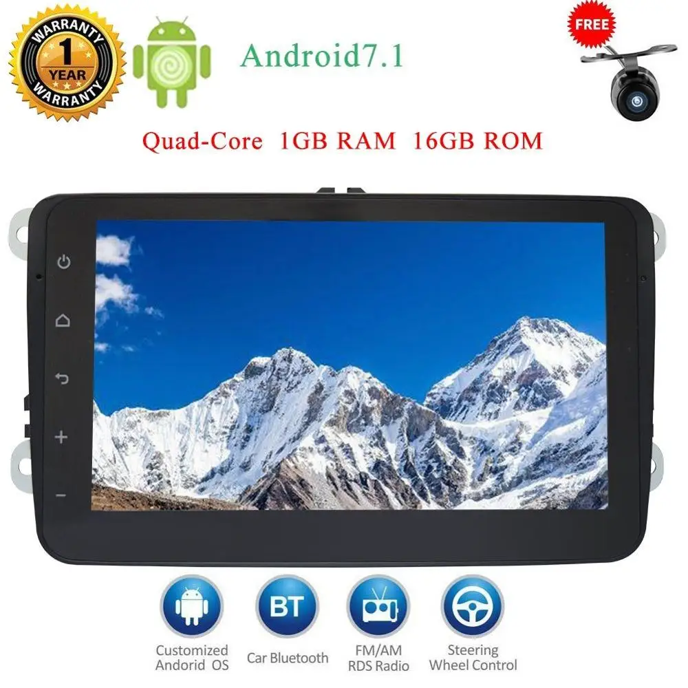 

Reverse camera Eincar 8"inch Android 7. 1 2 Din Car GPS Stereo Head unit for Volkswagen With Mirror Link/GPS/WIFI/Bluetooth/RDS