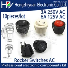 Hzy 10Pcs lot 16mm Diameter Small Round Boat Rocker Switches Black Mini Round Black White Red