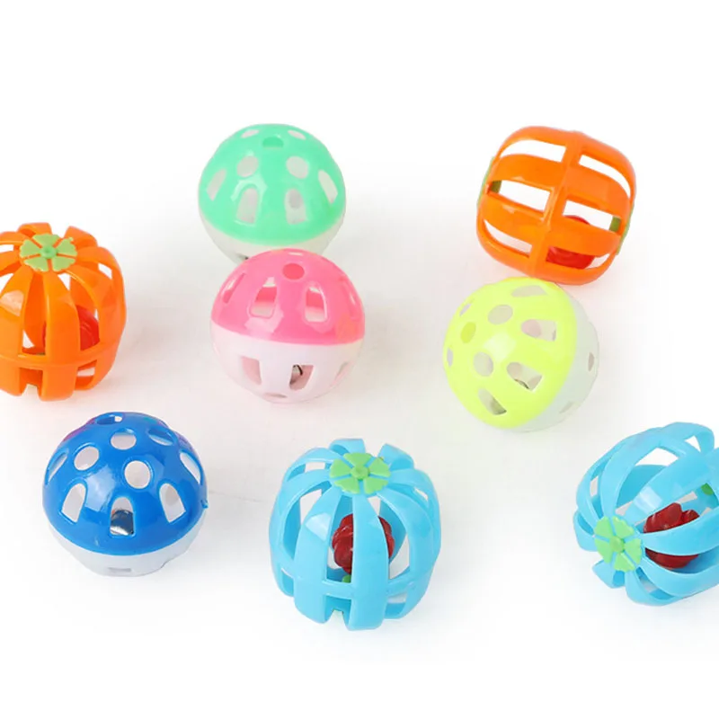 4PCS Plastic Bell Cat Ball Toys Pet Cat Kitten Chase Toy Pet