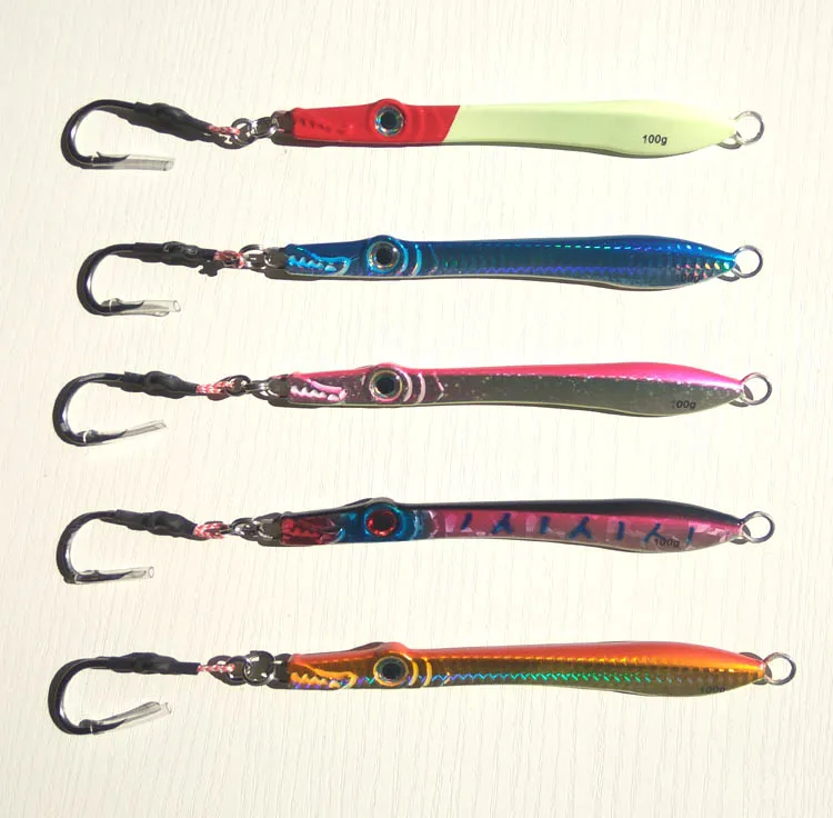 5pcs 100g lead fish lead jig knife jig Mixed 5 colors with seperate