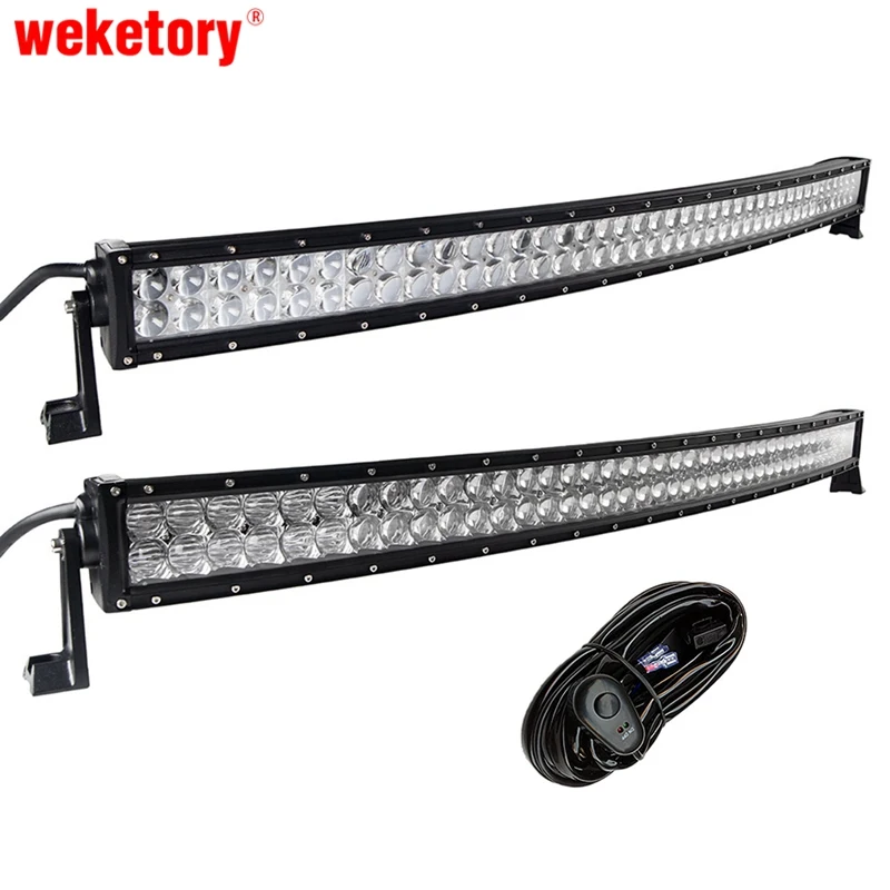 weketory 4D 5D 42 inch 400W Curved LED Work Light Bar for Tractor Boat OffRoad 4WD