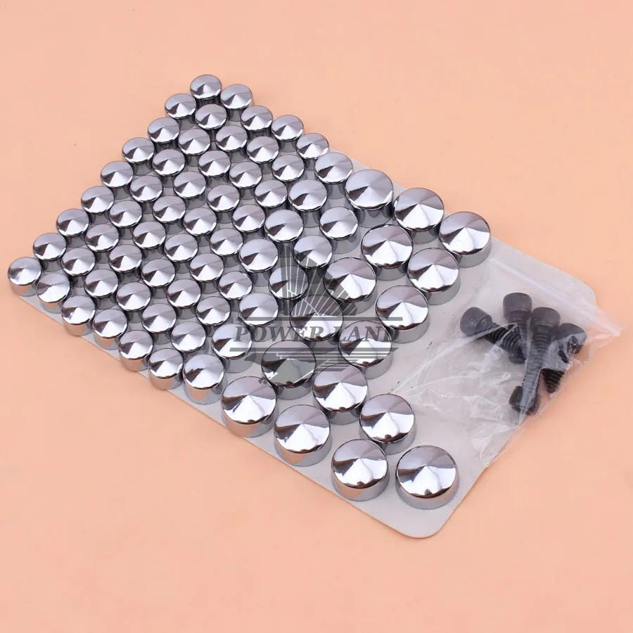 

Free Shipping Brand New 75pcs/1set Bolt Toppers Screw Cover Caps Chrome ABS Plastic Fit For Harley Davidson FLT-FLH 2007-UP