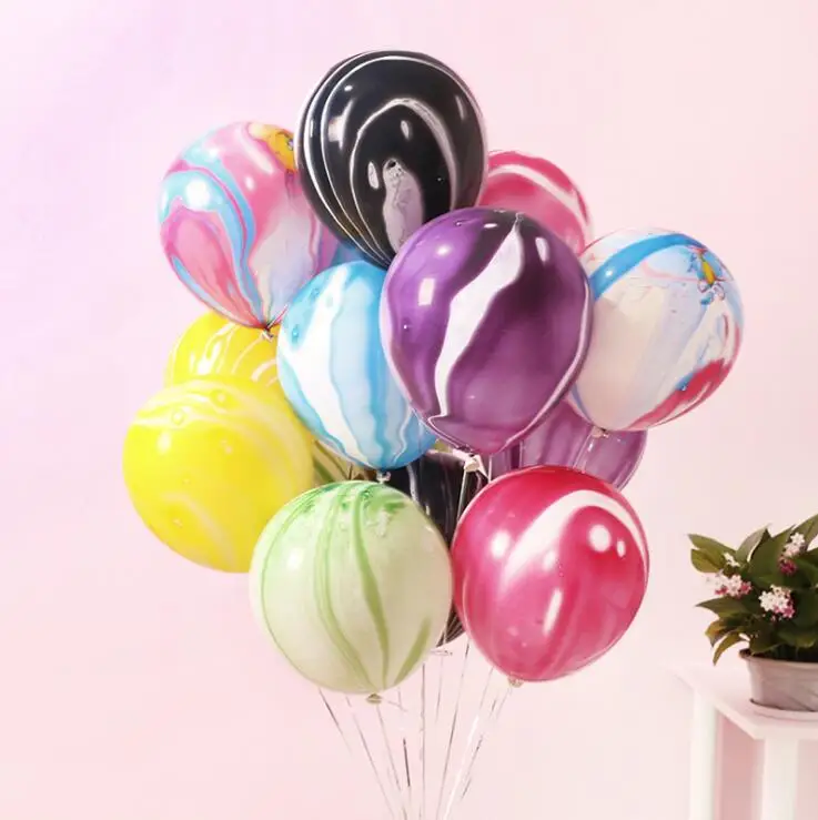 

10Pcs Blue Pink Agate Marble Balloons Colorful Latex Air Balloon for Baby Shower Birthday Party Decor Kids Party Supplies 10''