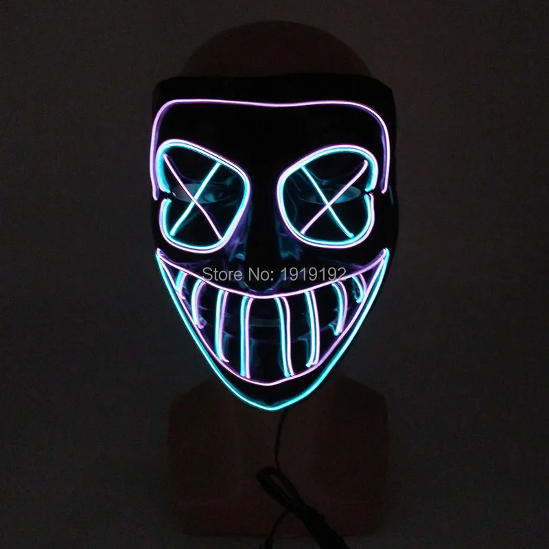 Free Shipping Creepy EL Mask Halloween Event Props Funny Rave Costume Scary Masquerade Party Masks Glow Supplies | Дом и сад