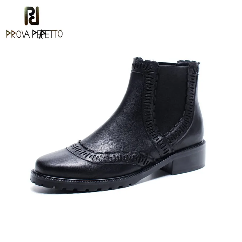 

Prova Perfetto Hot Selling England Style for Cool Girl Motorcycle Boots Red Round Toe Slip on Low Heels Popular Shallow Boots