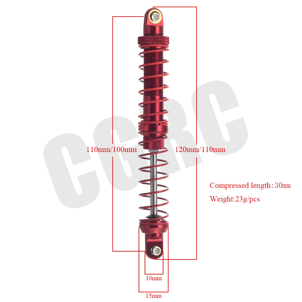 Двойной пружинный гидравлический металлический амортизатор 100/110 мм для 1/10 RC Гусеничный автомобиль TRX4 D90 осевой Scx10 90046 RC4WD CC01